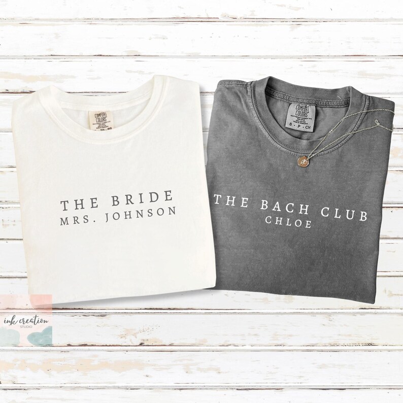 The Bach Club Shirt, Bride and Bach Comfort Colors Shirt, Custom Bachelorette Party Shirts, Bridesmaid Shirts, Bridesmaid Proposal Gifts afbeelding 6