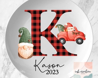 Christmas Plates Sets for Kids, Personalized Plates for Kids Baby, Custom Kids Name Plate Sets with Name, Monogram Plate, Toddler Boy Plate