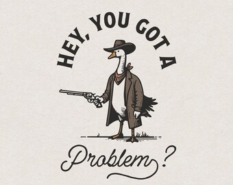 Funny Goose Cowboy SVG for Print & Cut, Western Style Cowboy Goose with Gun Fun Tshirt PNG, Vintage Country Wall Art, Silly Design Clipart