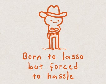 Badly Drawn Sad Cowboy SVG for Print & Cut, Silly Cowboy Office Worker Tee Shirt PNG, Funny Cowboy Wall Art Western Weirdcore Design Graphic