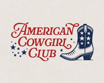 Western 4th of July SVG file for Print & Cut, Western Cowboy Style Independence Day American Cowgirl Club Tshirt PNG, Cowgirl Boot with Star