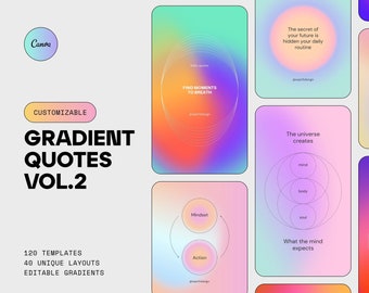 Canva Aura Gradient Quotes, Aesthetic Gradient Quotes, Customizable Canva Gradient SVG, Editable gradients, Canva Social Media Templates