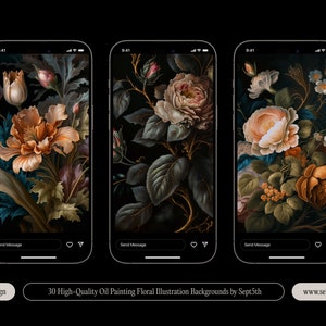 Dark Academia Aesthetic Floral Backgrounds, Cottagecore Aesthetic Flowers, Gothic Aesthetic Floral Wallpapers, Dark Floral Wallpapers image 9