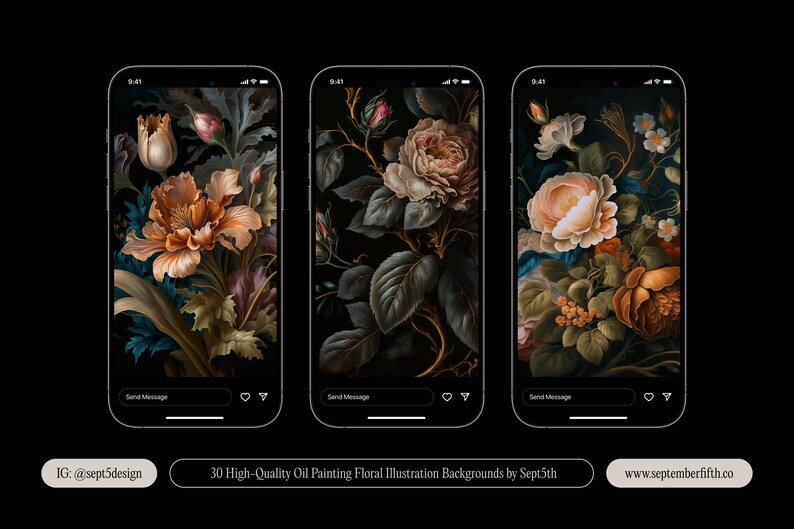 Dark Academia Aesthetic Floral Backgrounds, Cottagecore Aesthetic Flowers, Gothic Aesthetic Floral Wallpapers, Dark Floral Wallpapers image 9