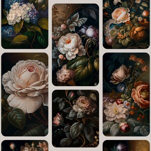 Dark Academia Aesthetic Floral Backgrounds, Cottagecore Aesthetic Flowers, Gothic Aesthetic Floral Wallpapers, Dark Floral Wallpapers image 2
