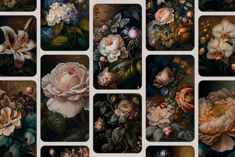 Dark Academia Aesthetic Floral Backgrounds, Cottagecore Aesthetic Flowers, Gothic Aesthetic Floral Wallpapers, Dark Floral Wallpapers image 2