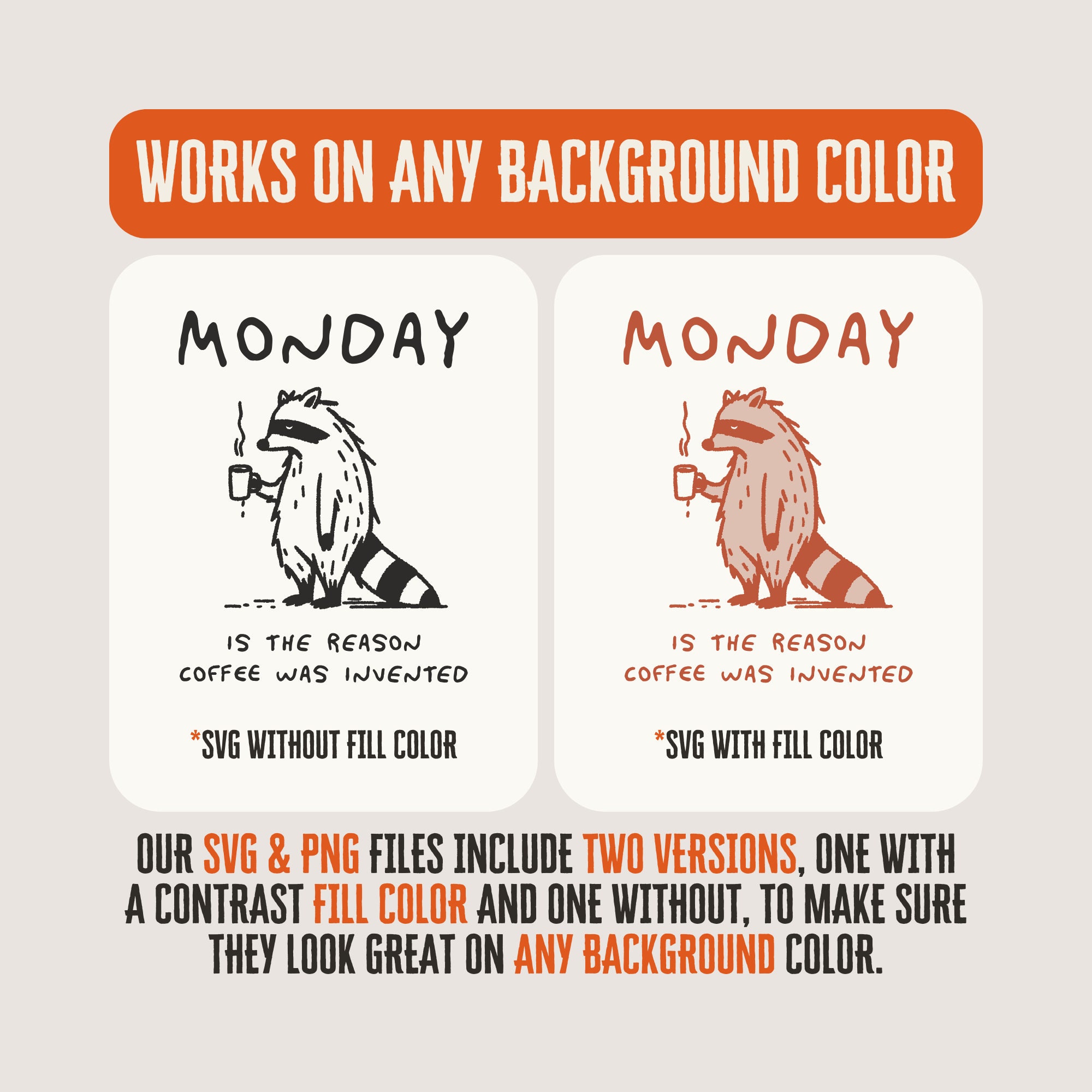 Funny Monday Raccoon SVG and PNG for Print & Cut, Ugly Raccoon With ...