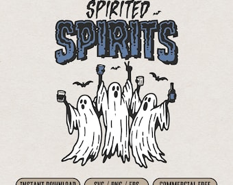 Funny Halloween Ghost Party SVG PNG for Embroidery & Laser Cut and Print, Retro Halloween Drunk Ghost PNG Shirt Design, Halloween Night Art