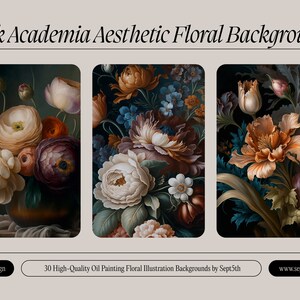 Dark Academia Aesthetic Floral Backgrounds, Cottagecore Aesthetic Flowers, Gothic Aesthetic Floral Wallpapers, Dark Floral Wallpapers image 10