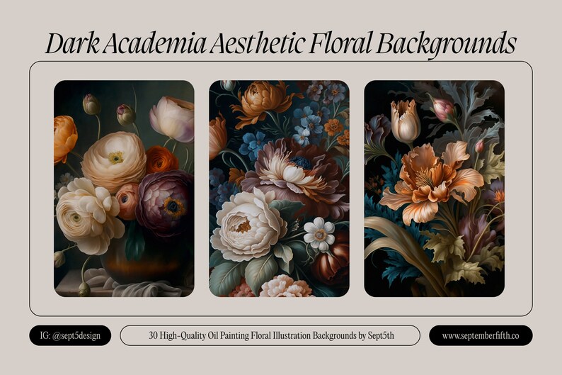 Dark Academia Aesthetic Floral Backgrounds, Cottagecore Aesthetic Flowers, Gothic Aesthetic Floral Wallpapers, Dark Floral Wallpapers image 10