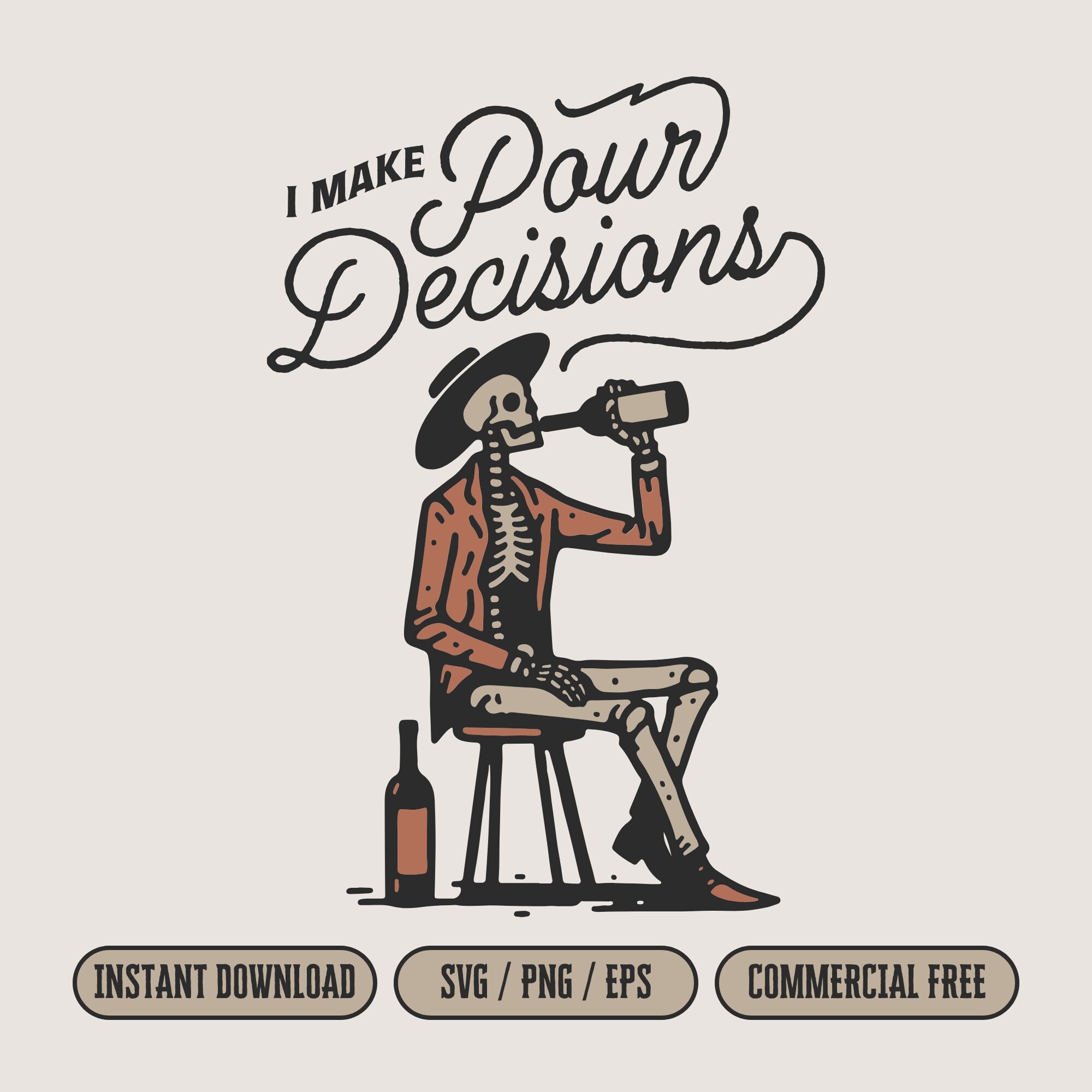 Archivo SVG Skeleton Wine Lover divertido para impresión y corte, camiseta de vino bebiendo vaquero de estilo occidental PNG, arte de pared vintage country, decisión de vertido