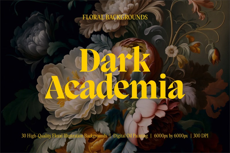 Dark Academia Aesthetic Floral Backgrounds, Cottagecore Aesthetic Flowers, Gothic Aesthetic Floral Wallpapers, Dark Floral Wallpapers image 1