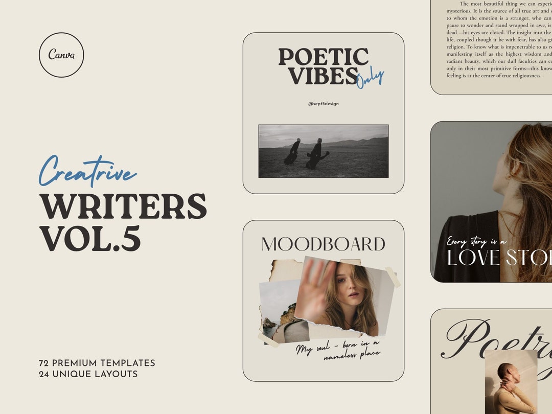 CANVA Templates for Writers, Poets, Authors, and Bloggers 72 Canva