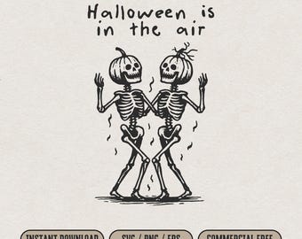 Pumpkin Head Dancing Skeleton SVG PNG file for Print & Laser Cut, Halloween Dancing Skeleton SVG Shirt Design, Ugly Halloween Wall Art Print
