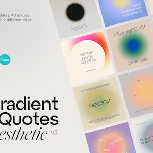 Canva Gradient Quotes Social Media Design Templates, 80 Aesthetic Aura Gradient templates. Spiritual Gradient Canva Instagram Reels Covers