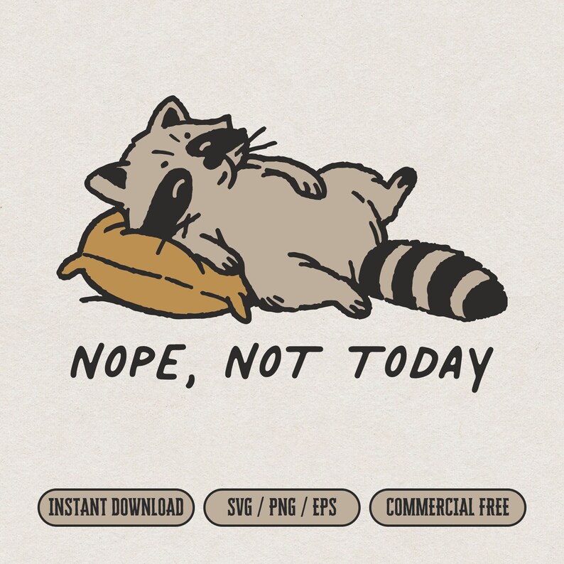 Exhausted Racoon Funny Tired Raccoon SVG PNG for Embroidery & Laser Cut and Print, Retro ...
