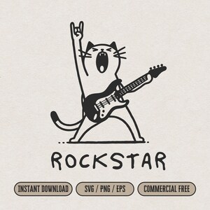 Débardeur Rock & Roll Avec Chat Guitariste - Design Vintage - Pour Hommes, Femmes, Enfants - Cadeau Fan De Rock, Concerts
