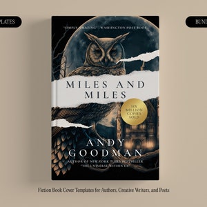 May include: A book cover template featuring an owl with a torn paper effect. The title is "Miles and Miles" by Andy Goodman. The tagline is "Six Million Copies Sold".