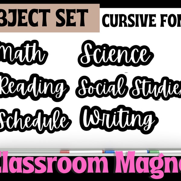 Personalized School Subject Magnets, schoolsubjectmagnet, Custom Classroom Magnets, Teacher Gift, Educational Decor| Classroom Decor