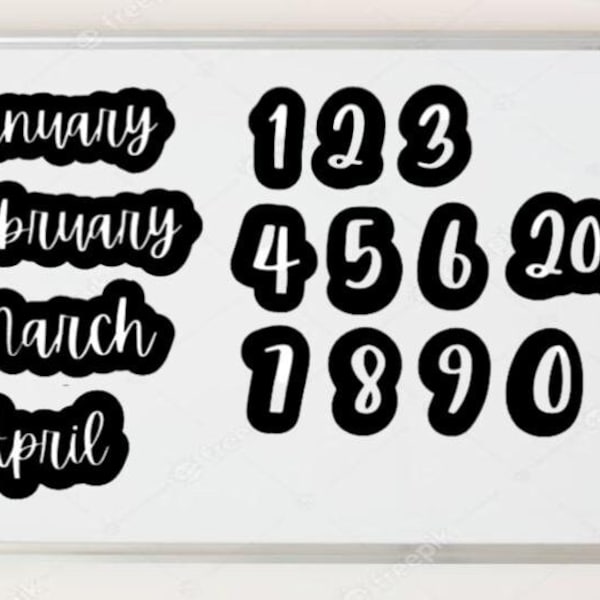 Calendar Months and Numbers Magnets for Classroom or Whiteboard Calendar Magnets