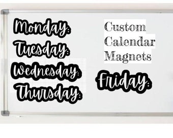 Calendar Days Vinyl Magnets for Classroom or Calendar Magnetic Whiteboards