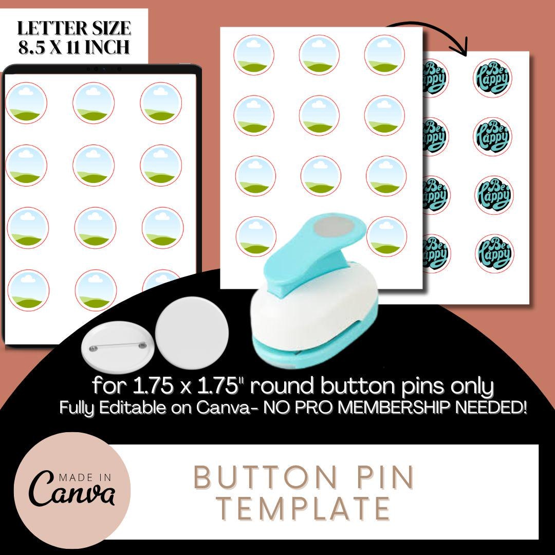 Button Pin Template 1.75x1.75'', Canva Button Template, Custom Button ...