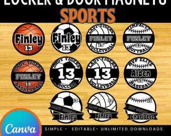 Custom Sports Magnets |Name Magnets | football team Soccer  basketball volleyball Softball locker Sticker | magnet gift sports team gift