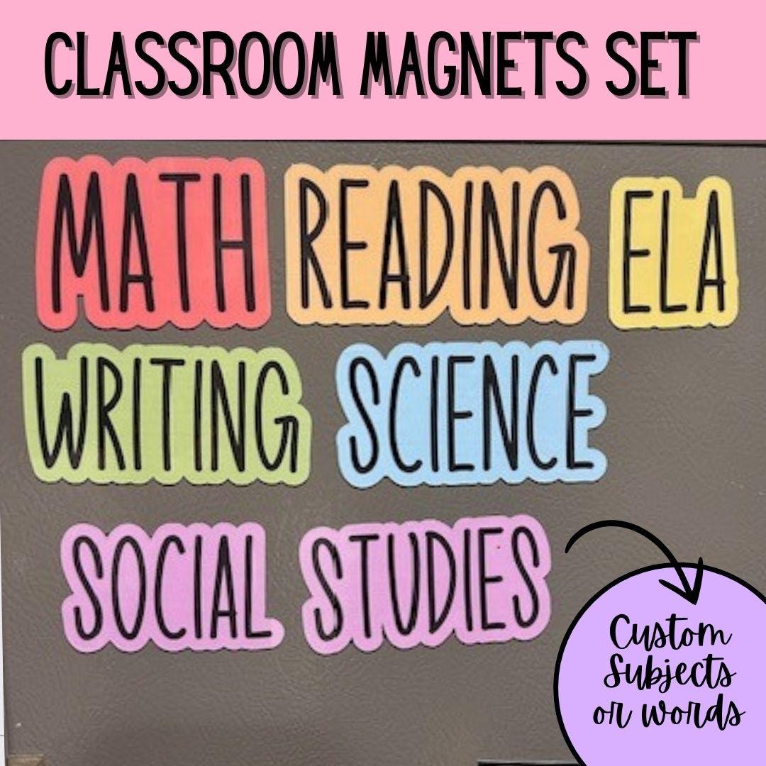 Classroom Magnets | Subject Magnets for Classroom | Days of the Week Magnets | Calendar Magnet | Classroom Organization