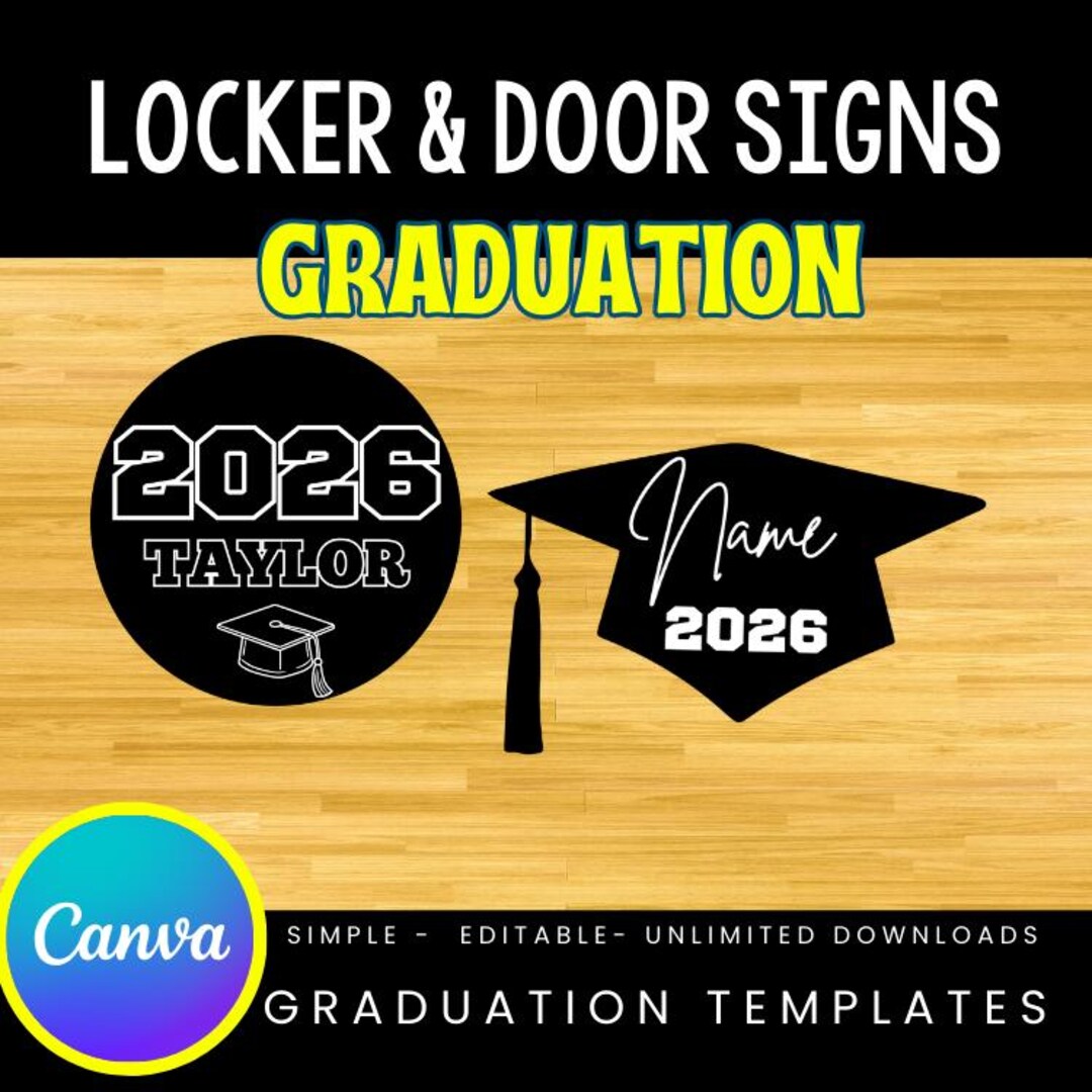 Editable Graduation Locker Printable Cutout Sign Locker Decoration Door ...