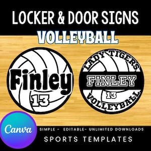 Editable Volleyball Locker Printable Cutout Sign Locker decoration team travel Tournament Door Signs Template Printable