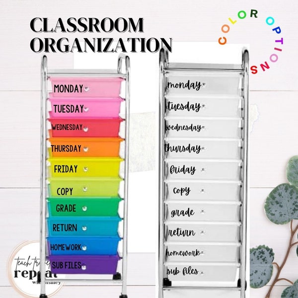 Classroom Labels | Rolling Cart Labels | Rolling Cart Organization | Rainbow Cart Labels | Teacher Labels | Classroom Organization