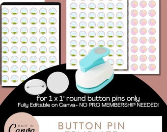 Button Pin Template  1x1&#39;&#39;, Canva Button Template, Custom Button Pin Design, Graduation Buttons, Button Machine, Round Magnet Template