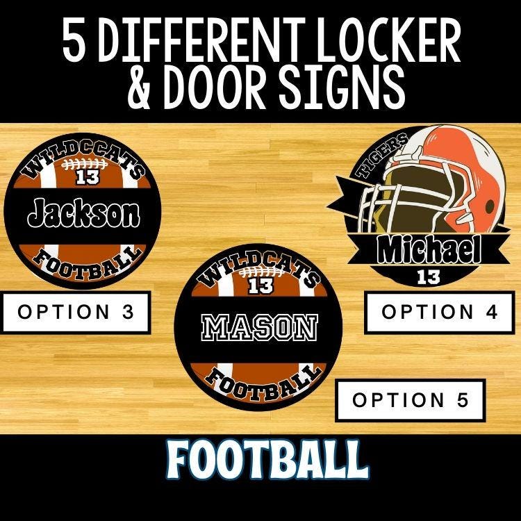 Editable Football Locker Printable Cutout Sign Locker Decoration Team