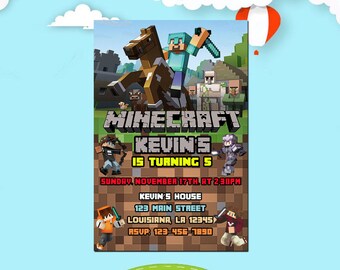 Invitation Minecraft Etsy Invitation Minecraft Etsy