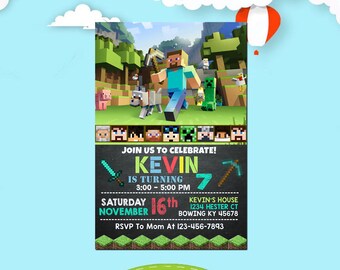 Invitation Minecraft Etsy Invitation Minecraft Etsy