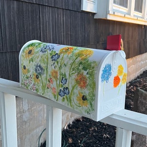 Hand Painted Wildflower (version 3) Standard Size OR Large Size Mailbox, white mailbox OR black mailbox, mother's day, gift for her