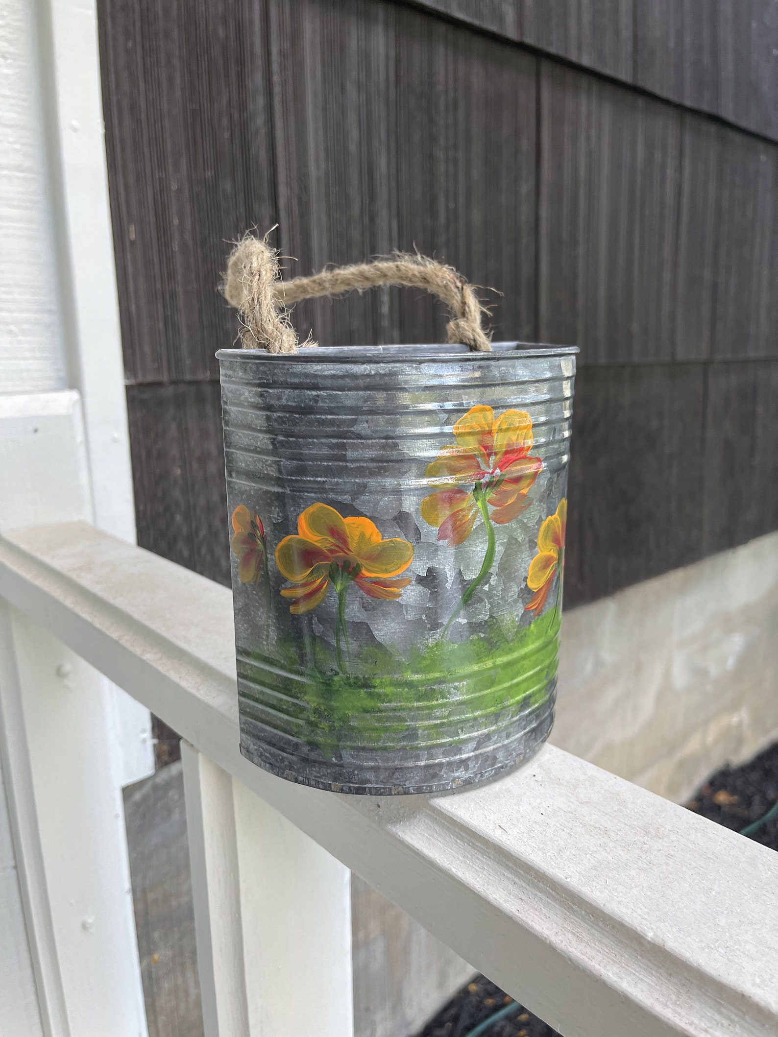 Hand Painted Sweet Pea Hanging Planter Etsy