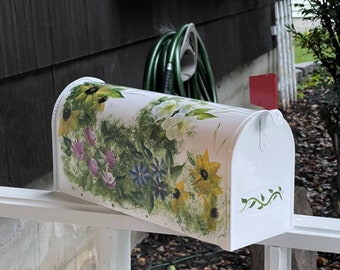 Hand Painted Wildflower Mailbox, Standard OR Large Size Mailbox, white OR black mailbox, mother's day, gift for her