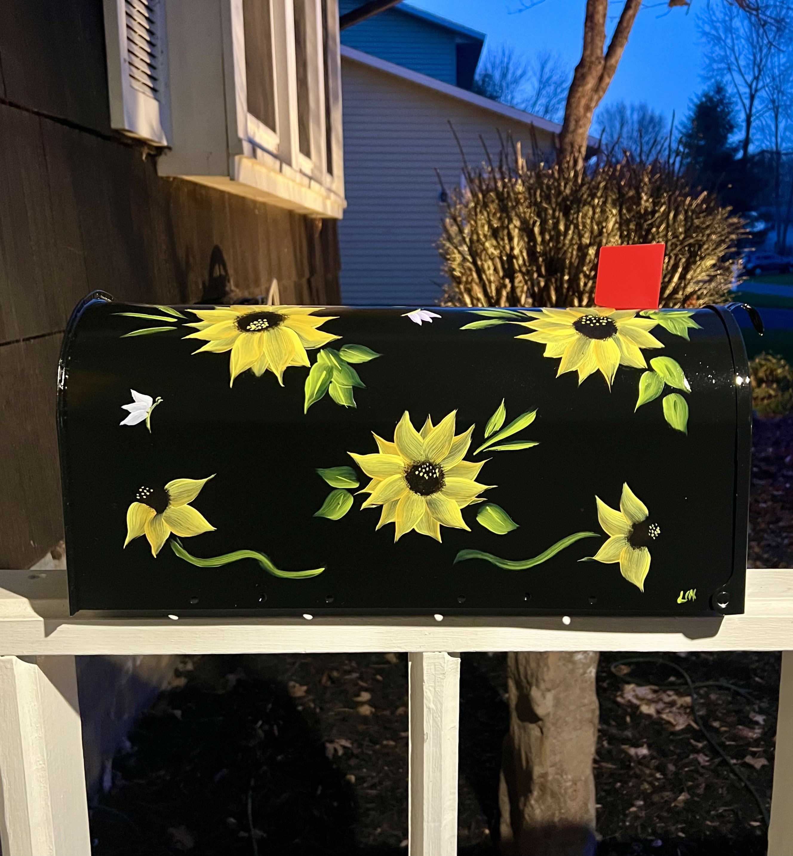 Hand Painted Sunflower Mailbox Sunflower Butterfly Mailbox Etsy