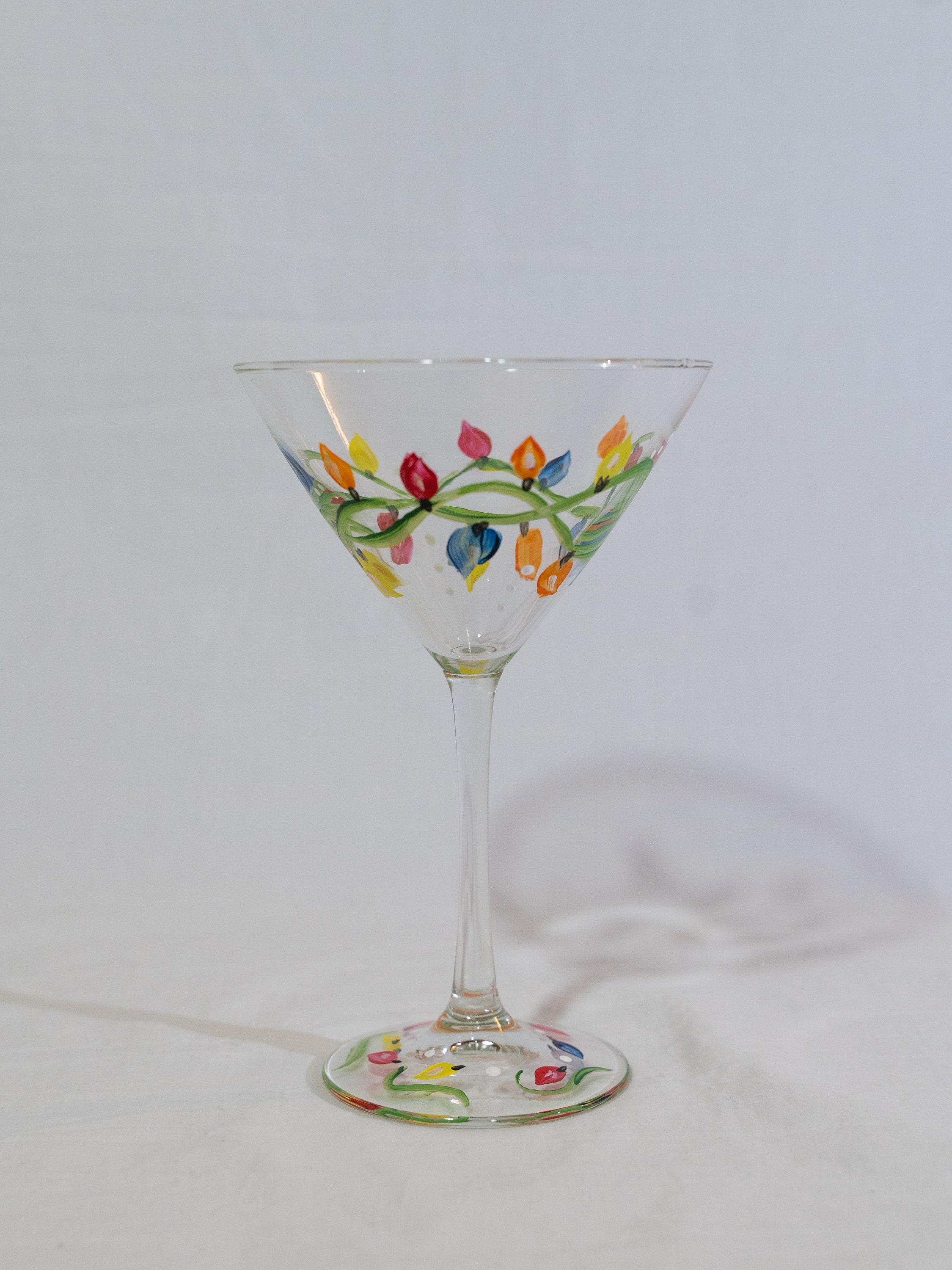 Christmas Martini Glasses, Pair, Hand Painted 