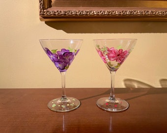 Hand Painted 8oz Martini Glass