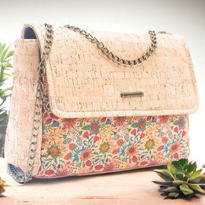 Bolso de noche elegante y sostenible, bolso tipo sobre, estampado de flores, ¡una opción elegante para amantes de la moda ecológica!