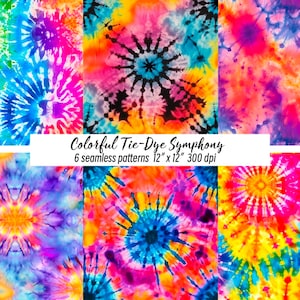 Neon Tie Dye Digital Papers, Tiedye Pattern, Tie and Dye Background, Tie Dye png, Bundle for Commercial use or scrapbook, junk journal png