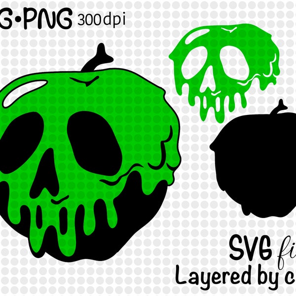 Layered SVG Easy Cut for Cricut, Cut file PNG Halloween svg, svg files for Cricut and Silhouette poison apple svg