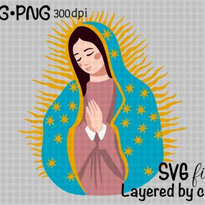 Archivos de corte SVG en capas para Cricut, Cricut SVG, plantilla Cricut, archivo de corte, Virgen María svg, Mamá María svg, Nuestra Señora de Guadalupe svg
