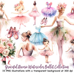 33 Ballerina Clipart, Cute ballet clipart, aquarel roze ballerina, zwaan clipart tutu meisjes clipart Ballerina planer stickers illustratie