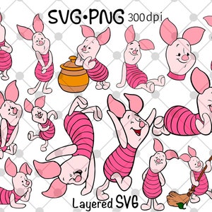 Layered SVG cut files bundle, piglet svg, png, 15 pcs