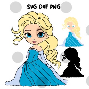 Ice Queen Princess SVG, DXF, PNG, Cut File, bébé princesse svg Cute Fairytale Cut Files, Kawaii