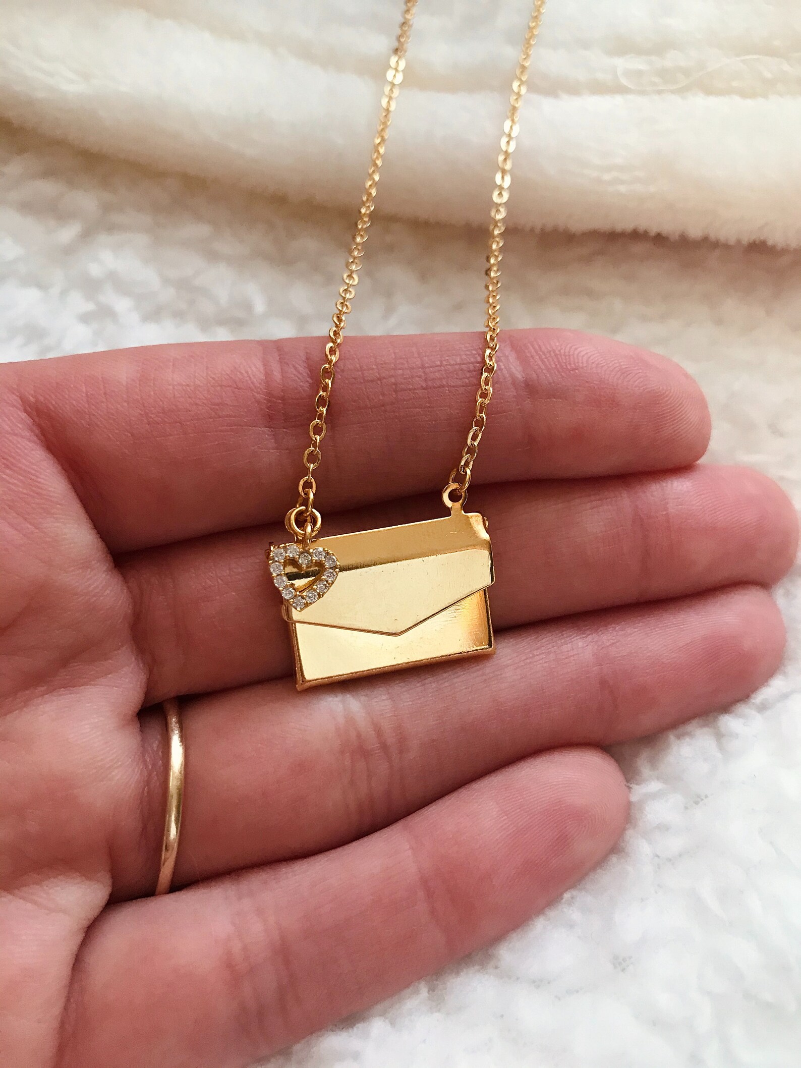 The Love Letter Necklace Valentine's Day Necklace 24K | Etsy