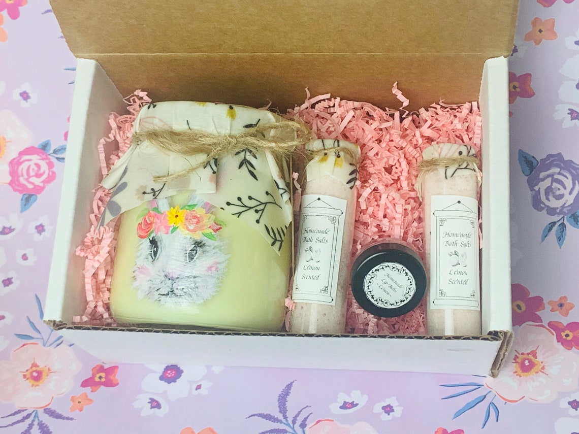 Easter Themed Spa Gift Package Candle Bath Salts & Lip